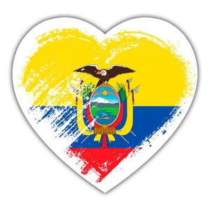 Ecuadorian Heart Sticker Gift Ecuador Country Expat Flag