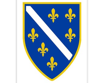 Bosnian Crest Sticker Gift Flag Bosnia Herzegovina Expat