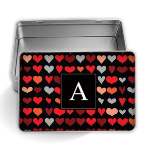 Caja de hojalata rectangular con corazones sencillos, regalo para el Día de San Valentín, linda y dulce tarjeta de amor, romántica, sé mía.