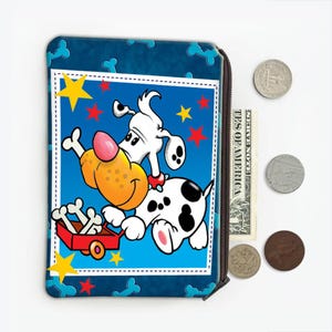 Dalmatian Cartoon Cart Bones Life is Ruff Coin Purse Gift Dog Puppy Pet Animal