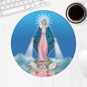 Our Lady of Grace and Medal Mousepad Gift Religious Virgin Mary Catholic Saint