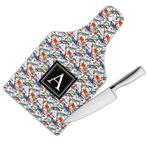 Exotic Birds Cutting Board Gift Pattern Parrot Macaw Cockatoo Tropical Jungle Decor Art
