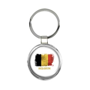 Belgien Belgisk flagga gåva rund nyckelring Europeiska unionen land souvenir nödställd stolthet vintage