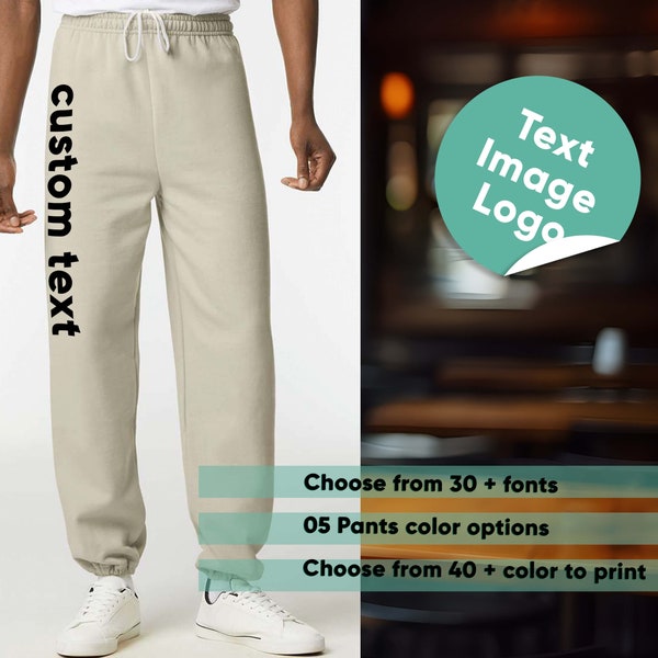 Personalized Sweatpants Customized Casual Sweat Pants Custom Wide Leg Full Length Trousers Elastic Waist Pants Jogger Work Out Dance Sports