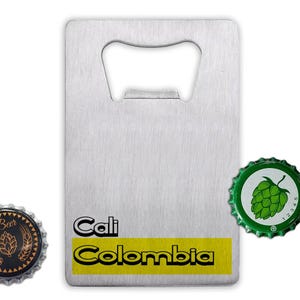 Décapsuleur cadeau en forme de carte de crédit Cali Colombia, graphique rectangulaire