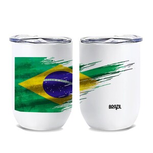 Brazil Flag Wine Tumbler Gift Modern Country Expat