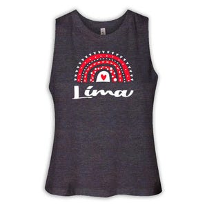Lima Peru Women Racerback Crop Tank Gift Rainbow