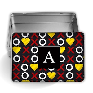 Xoxo Herzen Rechteckige Blechdose Geschenk Be My Valentine Muster Liebe Goldene Buchstaben Umarmungen Küsse Karte