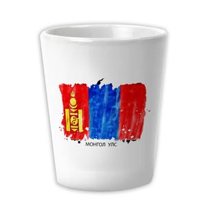 Mongolia Flag Ceramic Shot Glass Gift Country Name Original