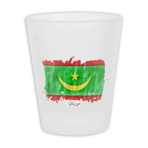 Vlag Mauritanië Mat borrelglas Cadeau Landnaam Origineel
