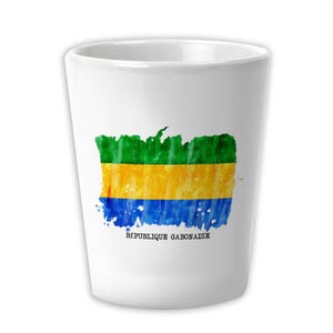 Gabon Flag Ceramic Shot Glass Gift Country Name Original