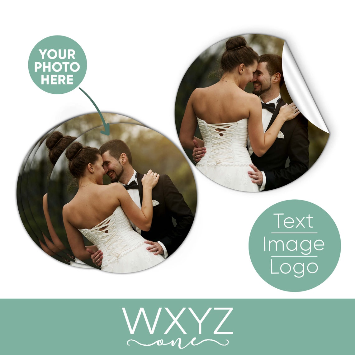 Bride Round Sticker Customized Round Vinyl Stickers Personalized Circle Labels Thank You ...