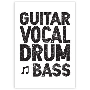 Pegatina de guitarra vocal, regalo, batería, bajo, banda, música, músico