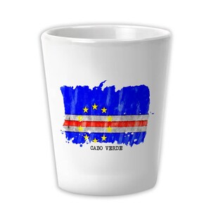 Cabo Verde Flag Ceramic Shot Glass Gift Country Name Original Cape