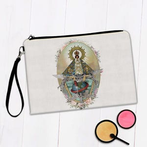 Our Lady of Juquilla Globe Roses Makeup Bag Gift Catholic Saint Religious Christian Church Faith Follower