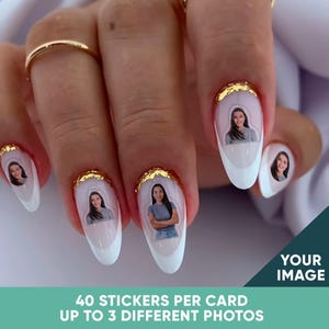 Adesivi per unghie personalizzati, etichette per manicure personalizzate, regali per feste personalizzati, tatuaggi adesivi per unghie personalizzati con la tua foto e idea di design.