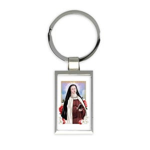 Saint Elizabeth Of The Trinity Gift Rectangular Keychain Catholic French Christian Bible Flowers Poster