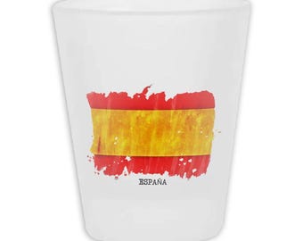 Spain Flag Frosted Shot Glass Gift Country Name Original