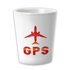 Ecuador Seymour Airport Galapagos GPS Ceramic Shot Glass Gift Travel Airline Pilot AIRPORT