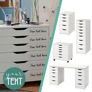 Personalized Vinyl Labels for IKEA® Alex Furniture, Customizable, Fun Design Home Decor Stylish Durable Storage Organization Drawer Cabinet