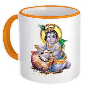 Baby Krishna Hinduism Mug Gift Hindu Religious Art God Vintage Print