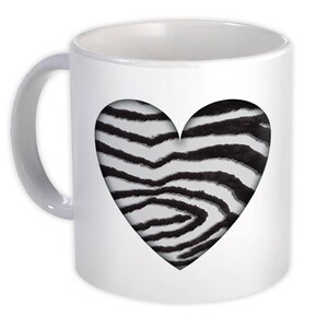 Zebra Animal Print Heart Mug Gift Pattern for Her Feminine Modern - Etsy
