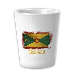 Copo de cerâmica para shot de Granada, presente, bandeira envelhecida, vintage, país de expatriados de Granada