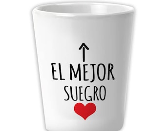 El Mejor Suegro Ceramic Shot Glass Gift Grandpa Heart Love Family Spanish Espanol Christmas
