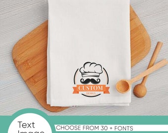 Personalized Cotton Tea Towel, Customized Kitchen Decor