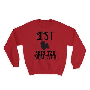 Best Shih Tzu MOM Ever Sweatshirt Gift Dog Silhouette Funny Pet Cartoon Owner
