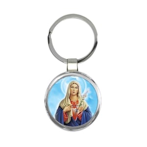 Unbeflecktes Herz Mariens Geschenk Runde Keychain Katholische religiöse Jungfrau Heilige Mutter Gottes