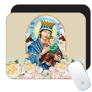 Our Lady Of Perpetual Help Mousepad Gift Saint Virgin Mary Blessed Catholic Church Jesus