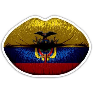 Lips Ecuadorian Flag Sticker Gift Ecuador Expat Country