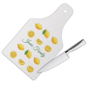 Personalized Family Name Lemon Design Cutting Board Gift Kitchen Fruit Customizable