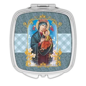 Our Lady of Perpetual Help Compact Mirror Gift Catholic Religious Virgin Saint Mary