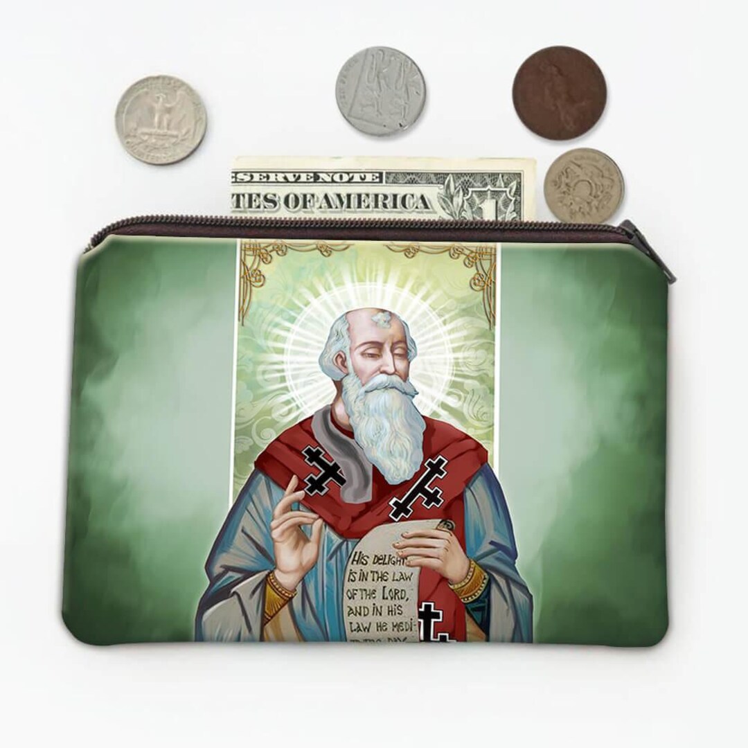 Saint David of Wales Coin Purse Gift Catholic Church Cross Faith