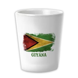 Guyana Ceramic Shot Glass Gift Distressed Flag Vintage Guyanese Expat Country