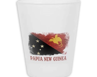 Papua New Guinea Frosted Shot Glass Gift Distressed Flag Vintage Papua New Guinean Expat Country