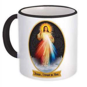Jesus Divine Mercy Mug Gift Catholic Christian Painting Faith Sacred Heart Light