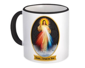 Jesus Divine Mercy Mug Gift Catholic Christian Painting Faith Sacred Heart Light