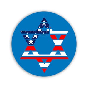 Star Of David American Flag Sticker Gift USA Jerusalem Israel Patriotic Jewish Jew Religion