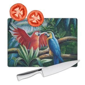 Macaw Oil Painting Cutting Board Gift Parrot Bird Animal Cute Ecology Nature Aviary
