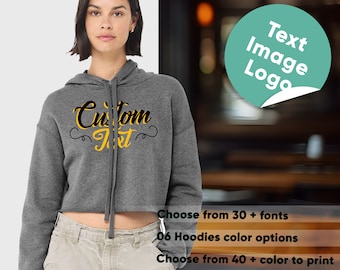 Custom Bella Canvas Cropped Hoodie, Personalized Photo Hoodie