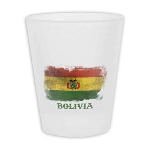 Bolivia Frosted Shot Glass Gift Distressed Flag Vintage Bolivian Expat Country
