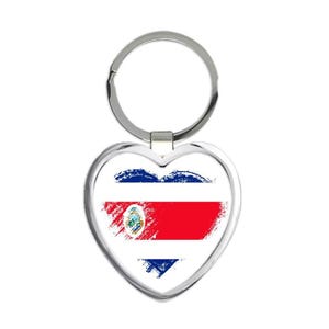 Costa Rican Heart Gift Heart Keychain Costa Rica Country Expat Flag