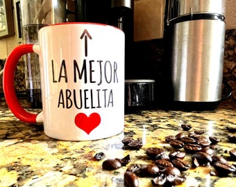 La Mejor Abuelita Mug – Red Handle, Gift for Grandma