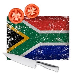 South Africa Cutting Board Gift Flag Retro Artistic South African Expat Country