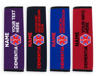 Dementia Personalized Seat Belt Cover Info Awareness Custom Special Conditions Medical Alert Spotter Custom Name Contact Safety Blood Type