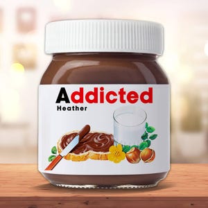 Personalized Label For Personal Nutella jars Custom Warning Sticker Vinyl Party Favor My Own Bottle Name Date Don&#39;t Touch It&#39;s Mine Addicted