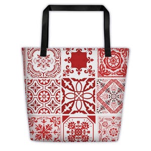 Mosaik Fliesen Patchwork Strandtasche Geschenk Rot Alle Anlass Decor